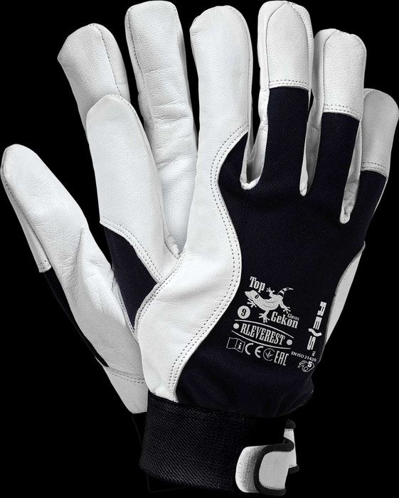 ZESTAW 10 PAR  Rękawice ochronne wykonane ze skóry koziej + RZEP r.8