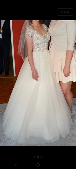 Suknia ślubna, śmietanka, literka A