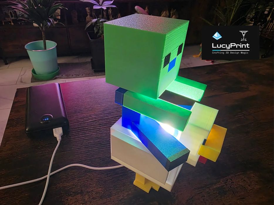 Caixa 3D Minecraft Chicken Jockey