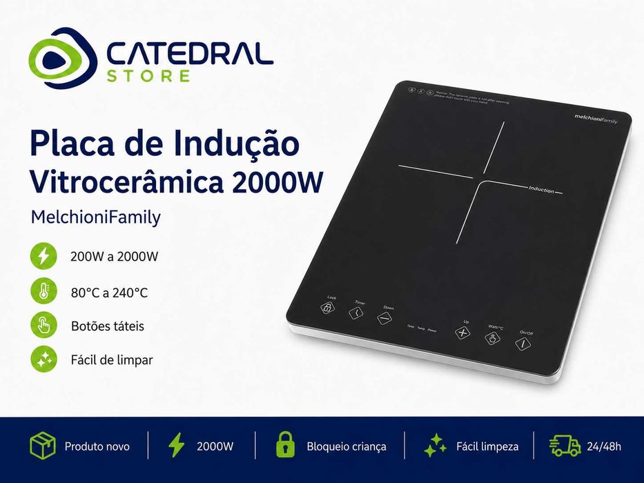 Placa de Indução Vitrocerâmica 2000W MelchioniFamily
