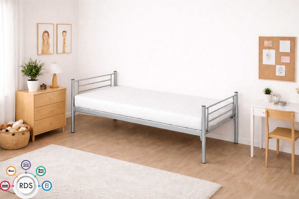 Łóżko metalowe pojedyncze lub piętrowe WOJSKOWE hotelowe 90x200