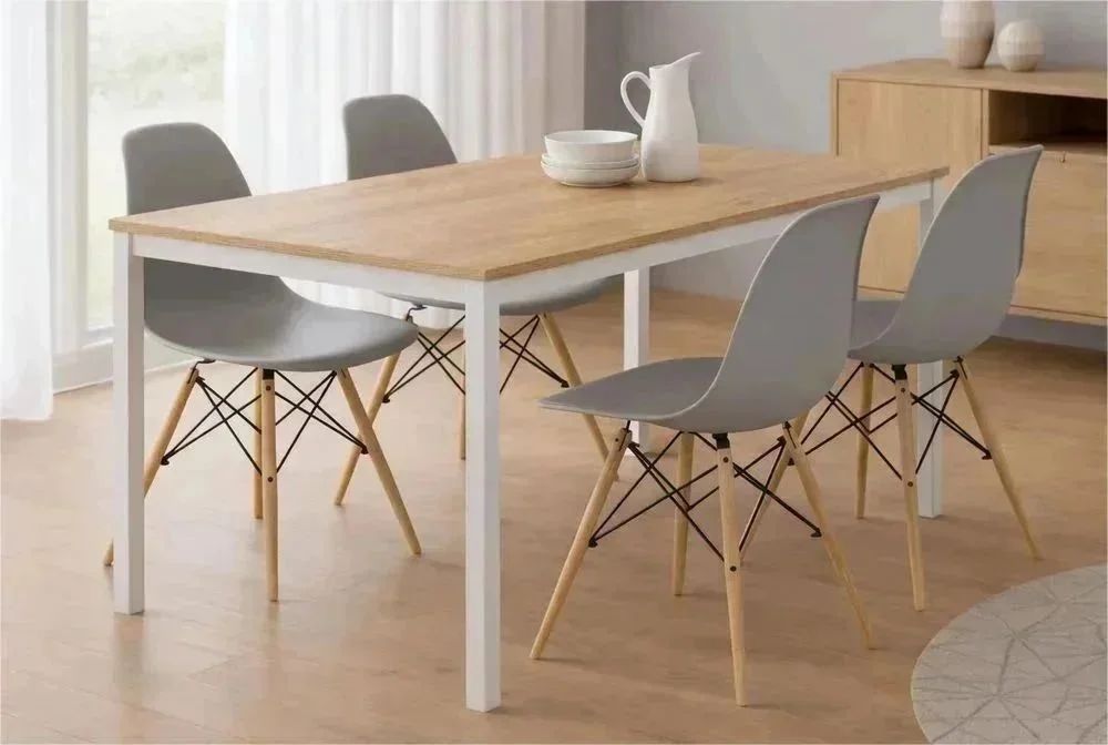 NOWY Stół Z Krzesłami 120x60 cm Do Kuchni Salonu Jadalni Kawalerki Wąski Kuchenny Biały Dąb Sonoma Czarny Loftowy Loft Metalowy Stolik Krzesła OKAZJA!