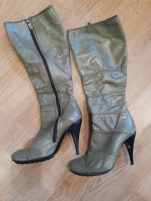 Чоботи шкіряні оливкові