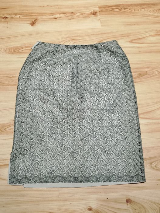 Szara Srebrna Koronkowa Spódnica Ołówkowa Max Mara Made In Italy