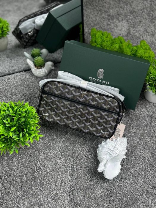 Сумка Goyard мужская через плечо барсетка черная Гоярд кожаная Paris