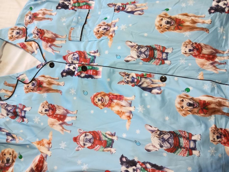 Pijama azul padrão cães XXL, novo (meia estação)