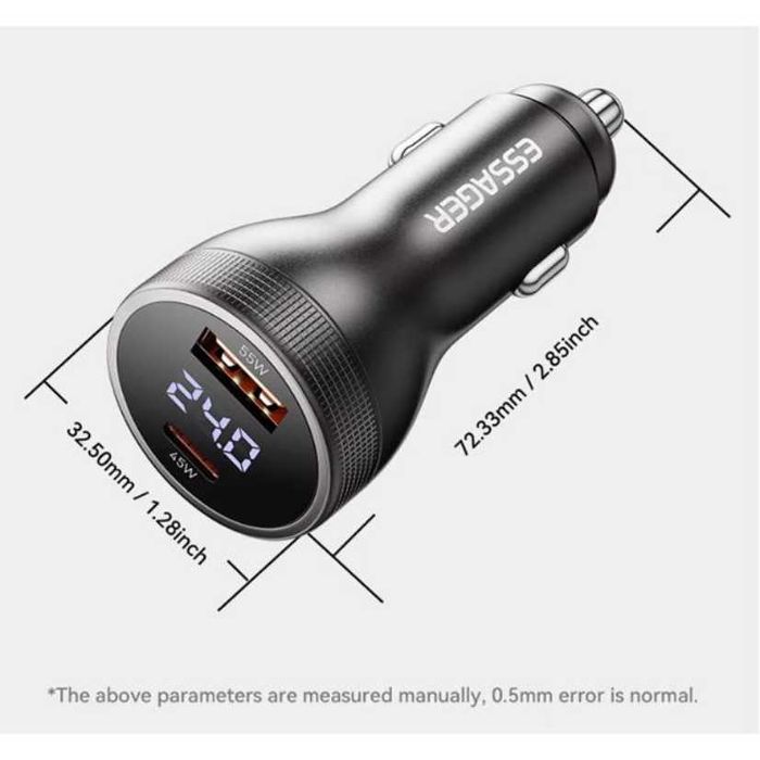 Автомобильная зарядка для прикуривателя Essager 100W + Подарок!