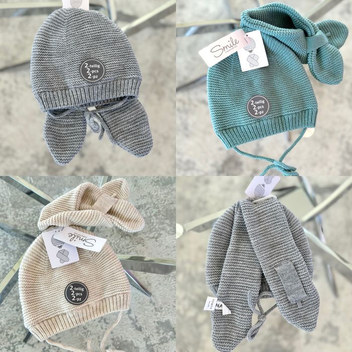 Дитячий комплект шапочка + хомут. Розмір 3-6М,  6-12М та 12-24М.