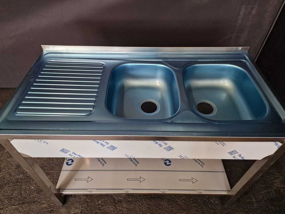 Bancada Aço Inox Nova com Lava Loiça Duplo 120x60