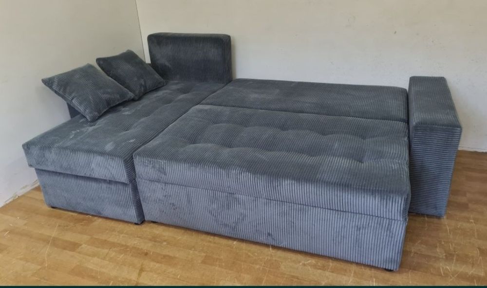 Nowy Narożnik sprężyny automat sztruks welur plusz kanapa sofa rogówka