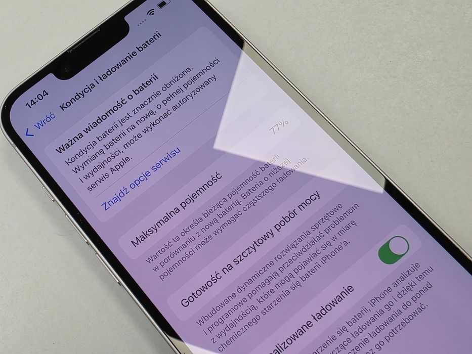 iPhone 14 128GB Dual SIM (SIM + eSIM) / Purple/ BAT 77%/ Grade A-/ + ładowarka/ GW 6 MSC