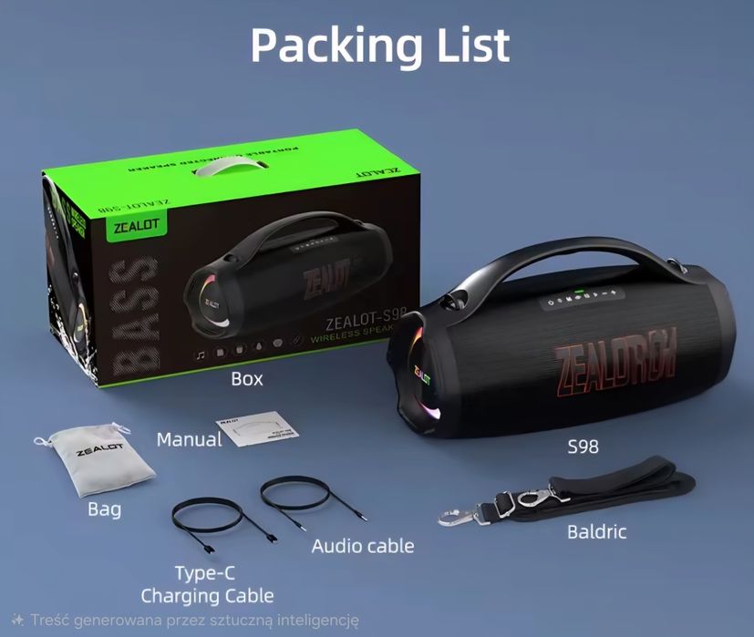 Boombox Zealot S98 przenośny głośnik bezprzewodowy bluetooth głośny