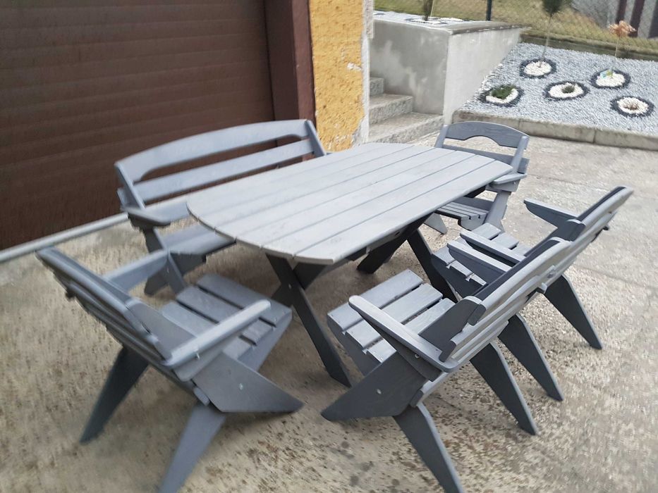 Meble ogrodowe drewniane na 4 osoby