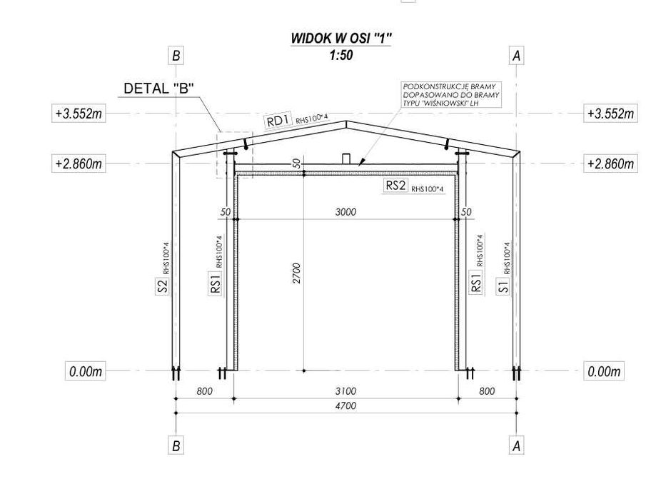 Garaż 5x7, konstrukcja stalowa