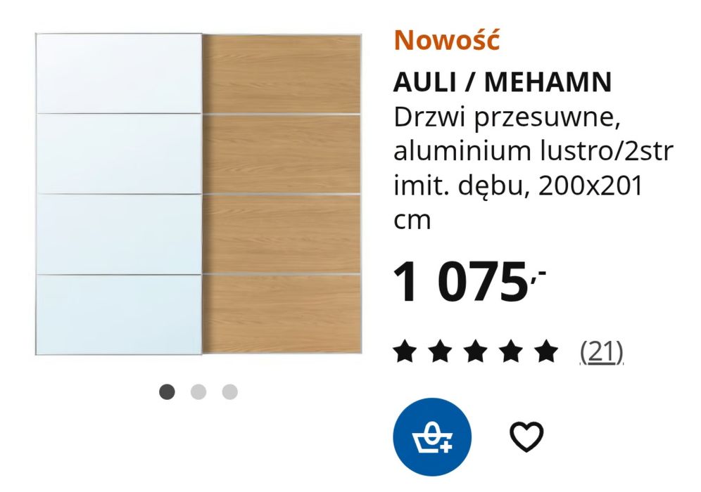 Drzwi przesuwne 200x201 do szafy Ikea Pax