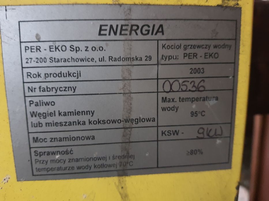 Piec centralnego ogrzewania  na częsci per-eco 9kw