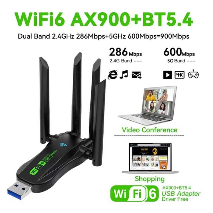 Адаптер Wi-Fi6 Vaorlo AX900 2.4Ghz/5Ghz, Bluetooth 5.4 двохдіапазоний