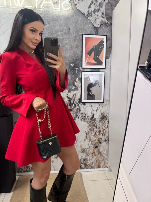 Czerwona elegancka sukienka taliowana slay edan Varlesca chicaca XS S