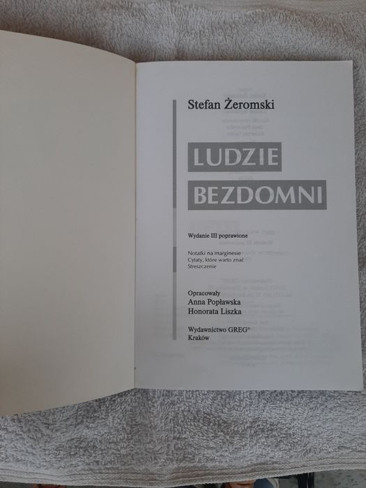 "Ludzie bezdomni" Stefan Żeromski Greg 2016