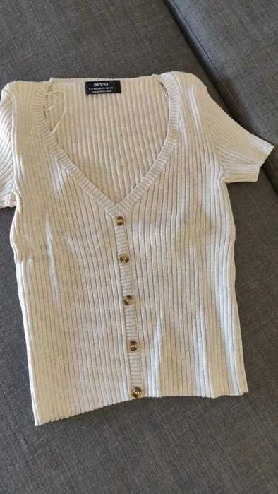 T-shirt malha canelada XS Usado uma vez