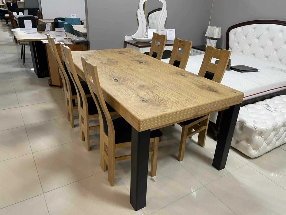 (154WN) Stół duży rozkładany + 6 krzeseł dąb, okazja 3799 zł