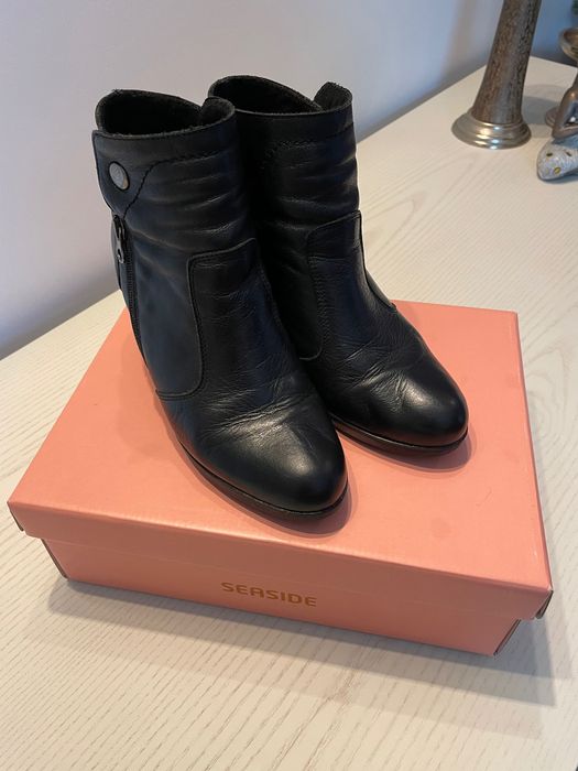 Botins pretos da Seaside em pele genuína - 36