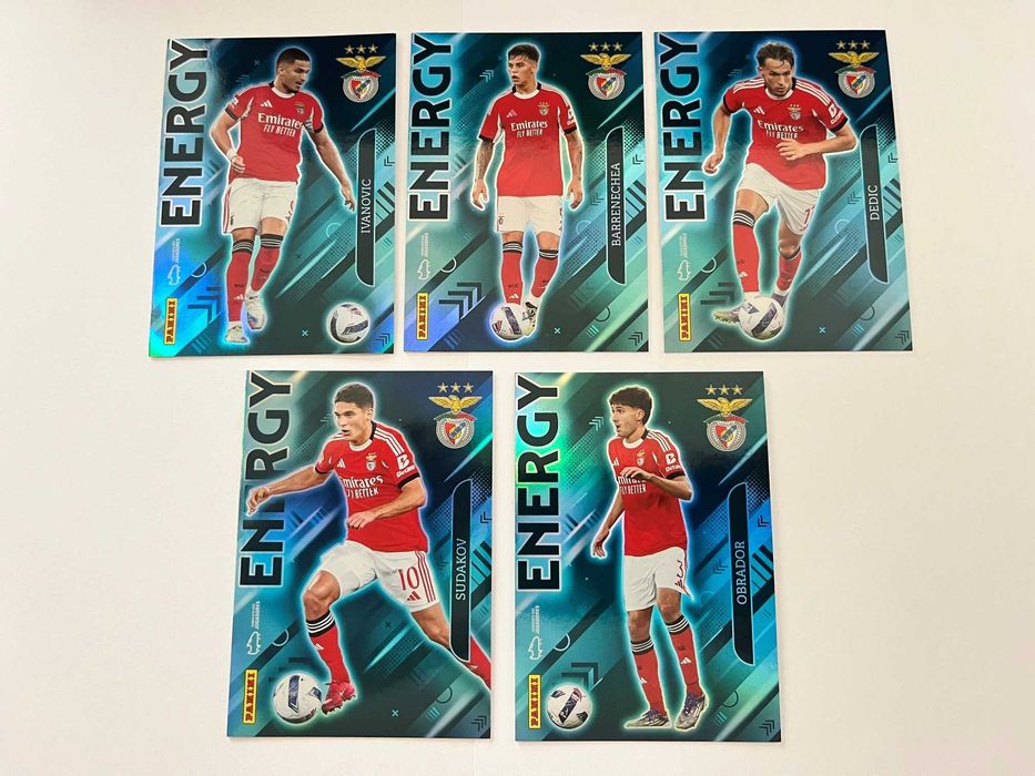 Lote de 5 Cartas especiais Energy SLB da coleção Idolos 2025-26