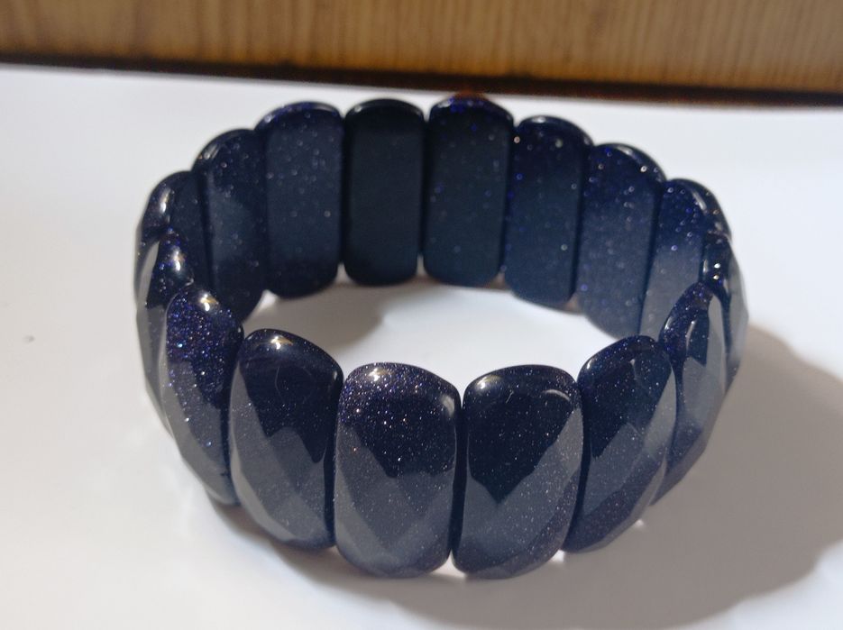 Браслет авантюрин ,синий песок. Высота 3см.
