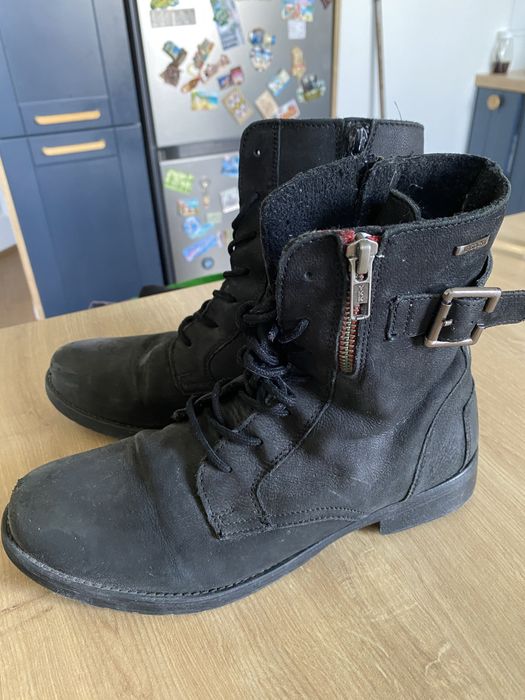 Trzewiki botki ala sztyblety czarne Lasocki 38 sznurowane buty