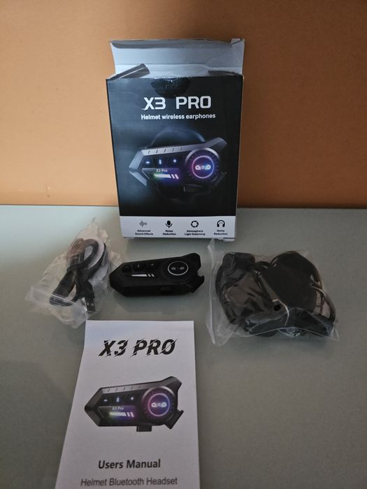 X3 Pro Bluetooth 6.0 Capacete de mota fone de ouvido intercomunicador