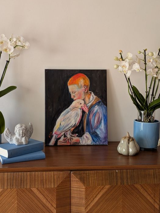 Quadro pintado a óleo, 46x38 cm
