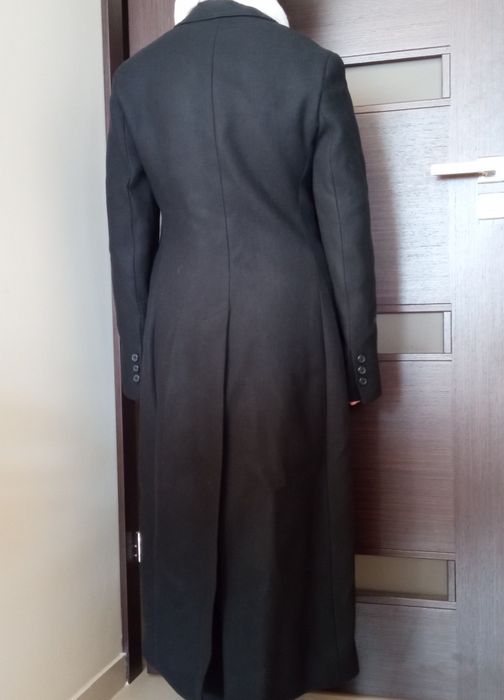 ZARA Premium Manteco M jak S nowy czarny płaszcz wełniany taliowany