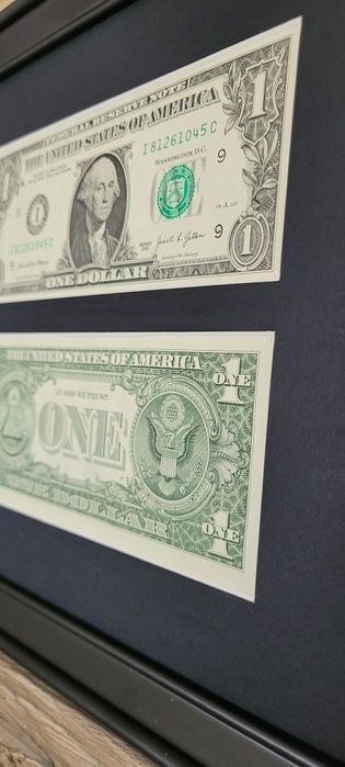 Banknot 1 dolar w ramce prezent loft design usa nowy retro