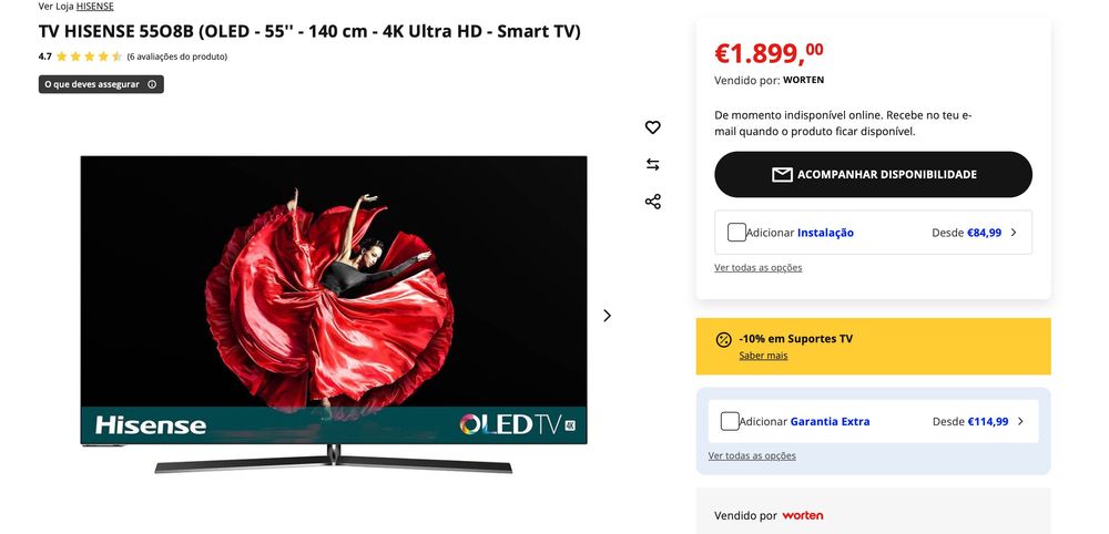 Tv oled 10" HISENSE H55O8B