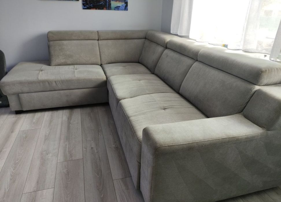 Jak nowy.Narożnik z funkcją spania rozkładaną elektrycznie, sofa kanapa łóżko