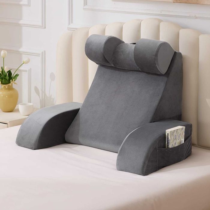 Almofada de leitura para adultos sentados na cama, almofada lombar para usar na cama sentado