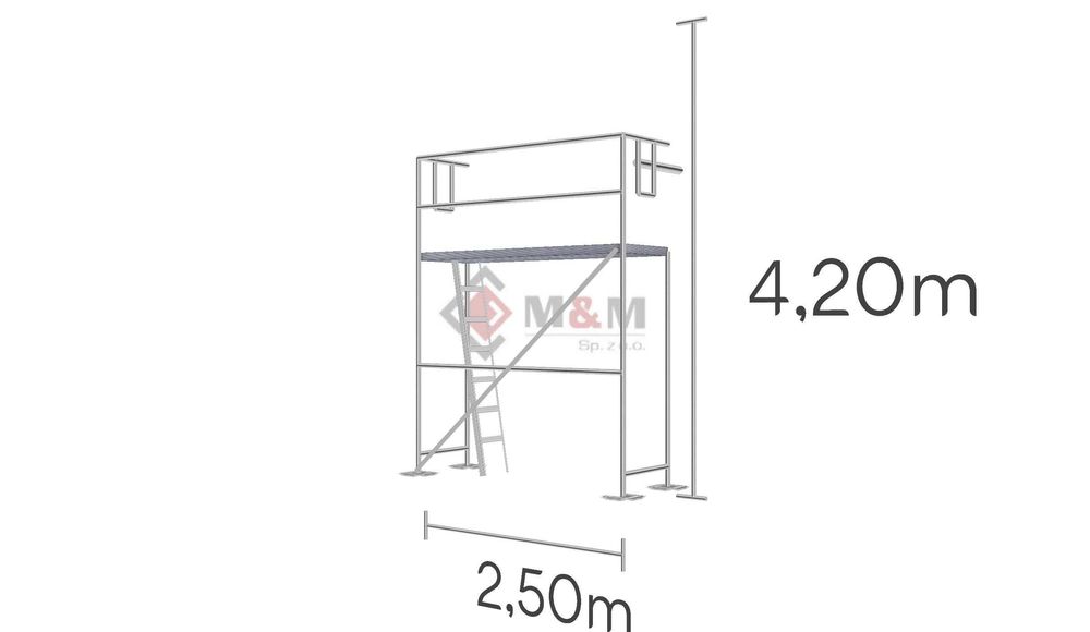 NOWE Rusztowanie elewacyjne 10,5 m2 Rusztowanie 2,5x4,2m Alu-sklejka