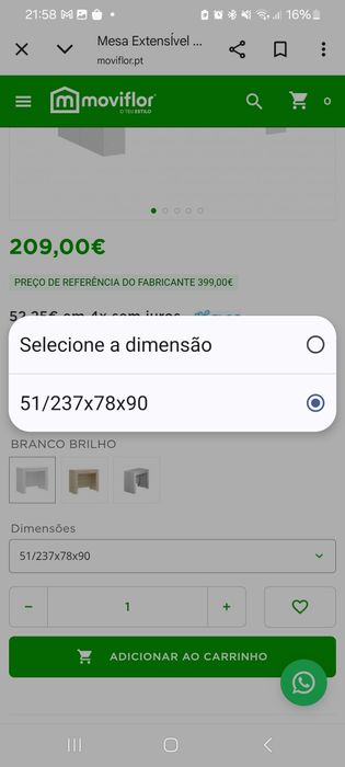 Mesa extensível branca