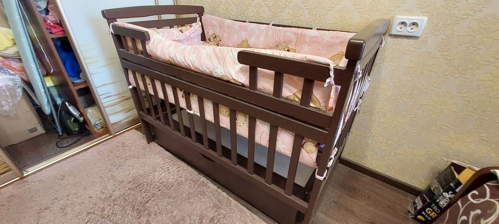 Дитяче ліжечко Дубок Еліт з ящиком + Матрац еліт 11-12 см