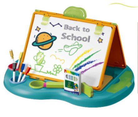 Tablica edukacyjna kredowa dwustronna stolik + gry
