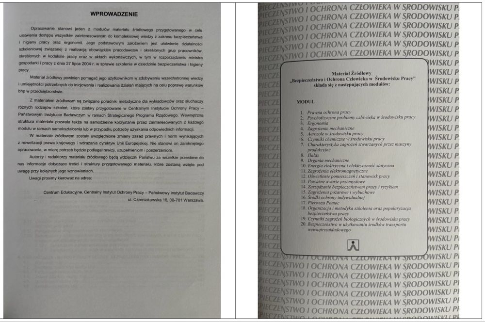 Bezpieczeństwo i ochrona człowieka w środowisku pracy.