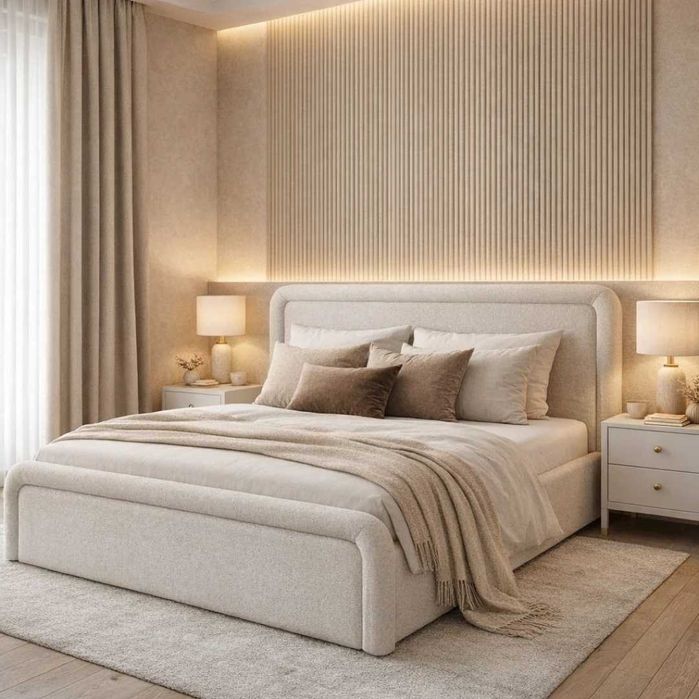 Promocja! Łóżko do sypialni LUMIA 120/140/160/180/200 długość 180/190/200/220 z pojemnikiem na pościel Producent Beata Meble