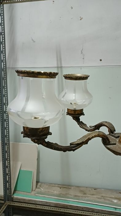 Candeeiro antigo de teto 5 tulipas