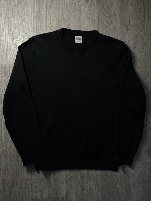Zara Men Basic Knit Sweater Black / Зара Базовый Свитер Хлопковый Черный Zara Basic Streetwear Casual Old Money ZARA Sweatshirt Свитер Свитшот