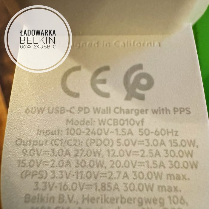 Ładowarka Belkin 2xUSB-C 60W