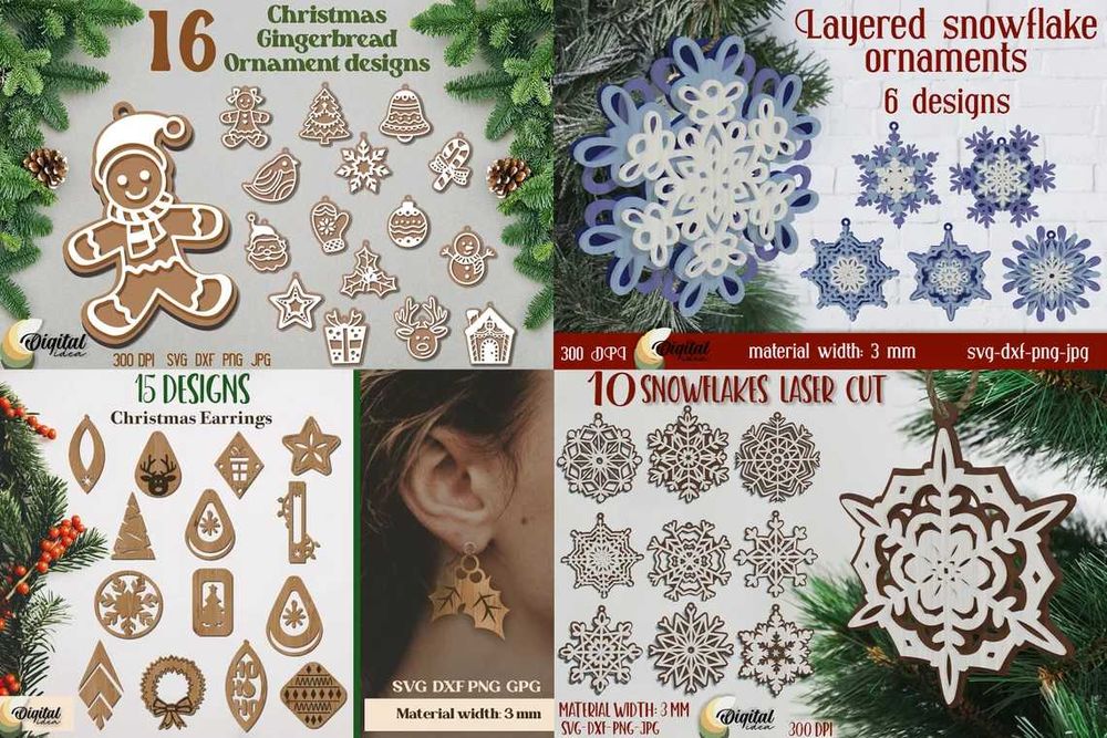 306 Ficheiros decorações de natal para máquinas a laser ,CNC, mdf