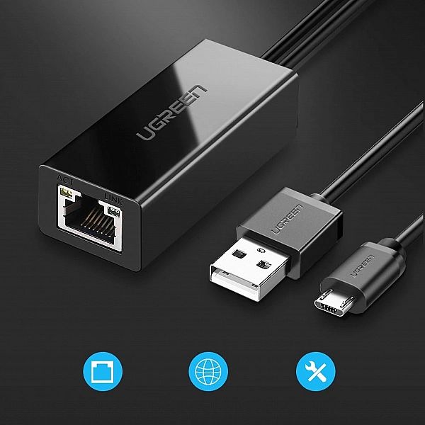 Ugreen zewnętrzna karta sieciowa micro USB 100Mbps do Chromecast 1m cz