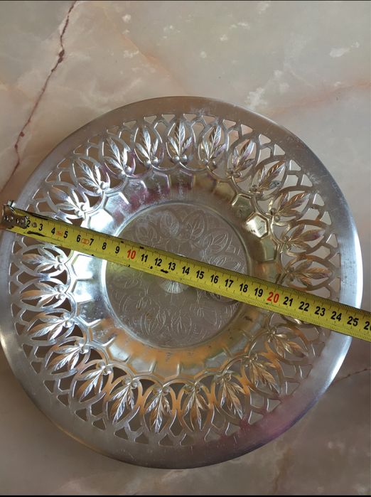 Тарелка алюминий декоративная блюдо ажурная ваза