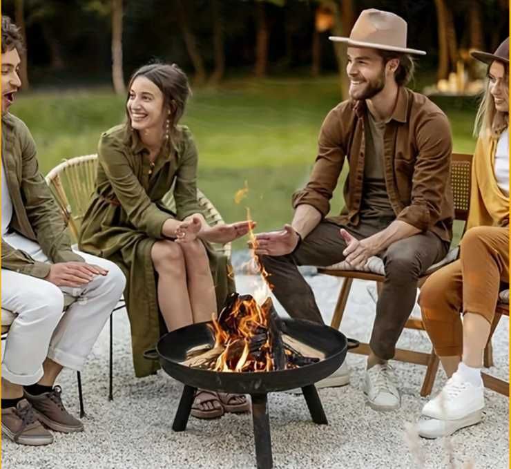 Palenisko Ogrodowe 60 cm + GRATIS Podpałka | Solidna Stal | Misa Na Ognisko lub Grill | Taras/Ogród