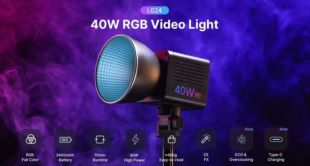 Ulanzi L024 40W RGB LED 3400mAh Video Light компактне відео світло +БЖ